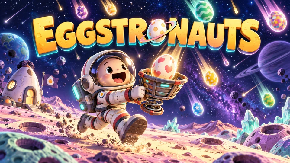 Illustrated title art for Eggstronauts
