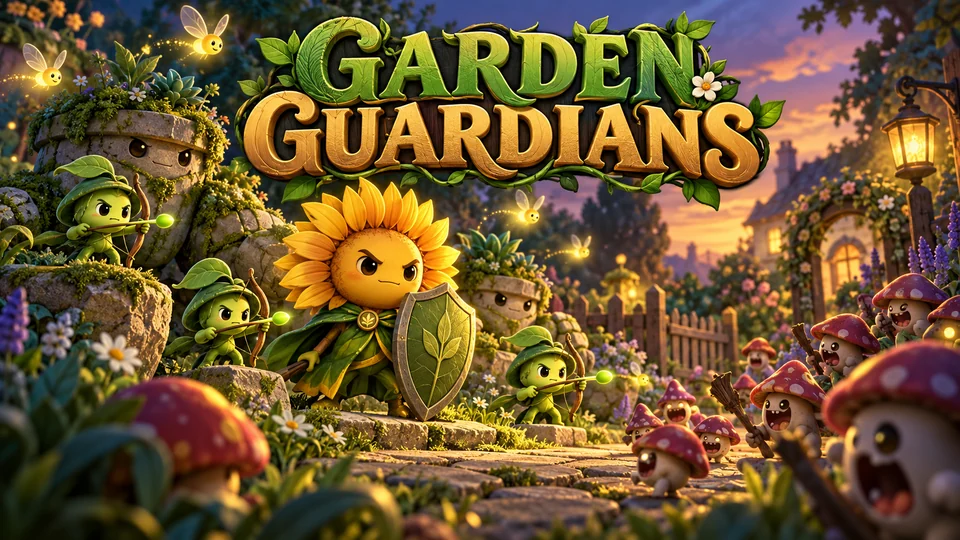 Illustrated title art for Garden Guardians