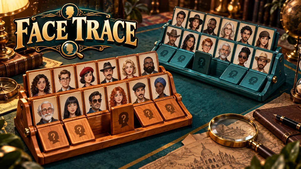 Face Trace game board and pieces